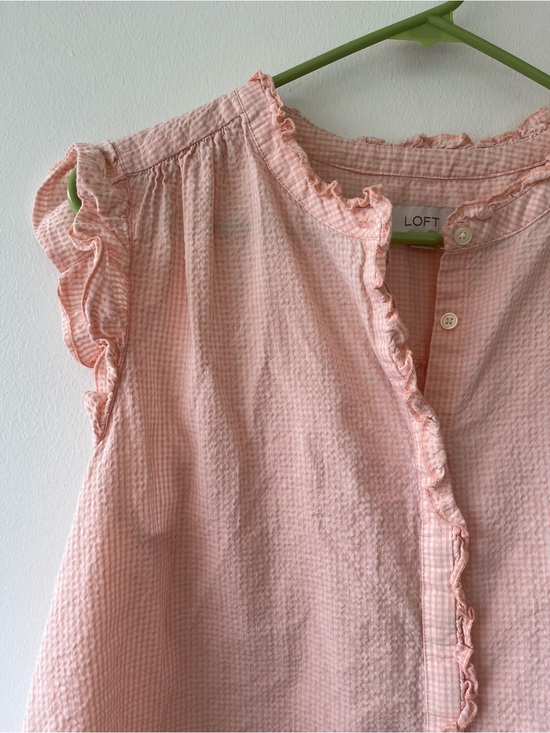 LOFT Tops - Loft peach gingham blouse